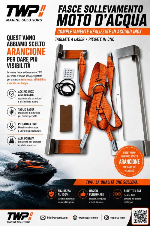 FASCE SOLLEVAMENTO MOTO D'ACQUA   500 KG   ARANCIO